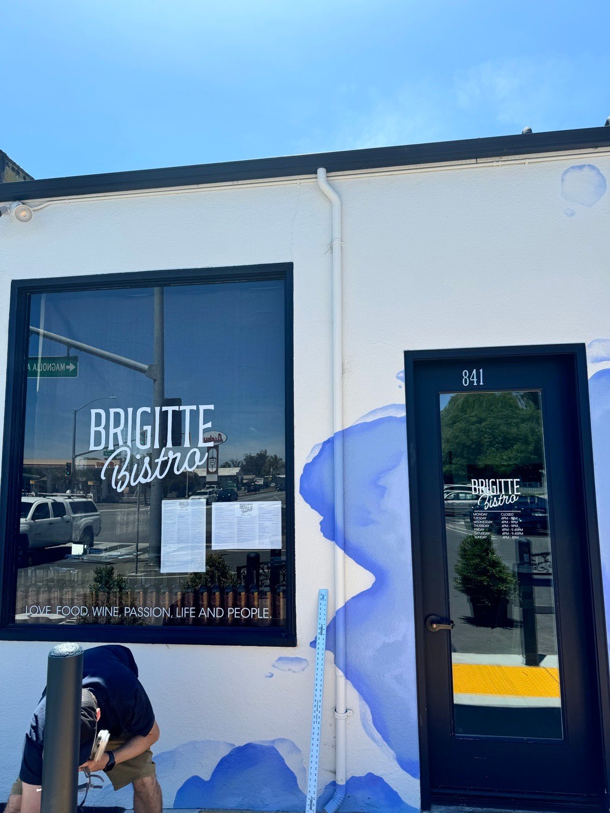 The front window and door with their decals, the day of the install